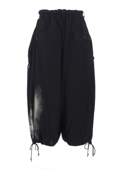 CUPRO DUNGAREE "Y" PRINT ELASTIC-WAIST PANTS