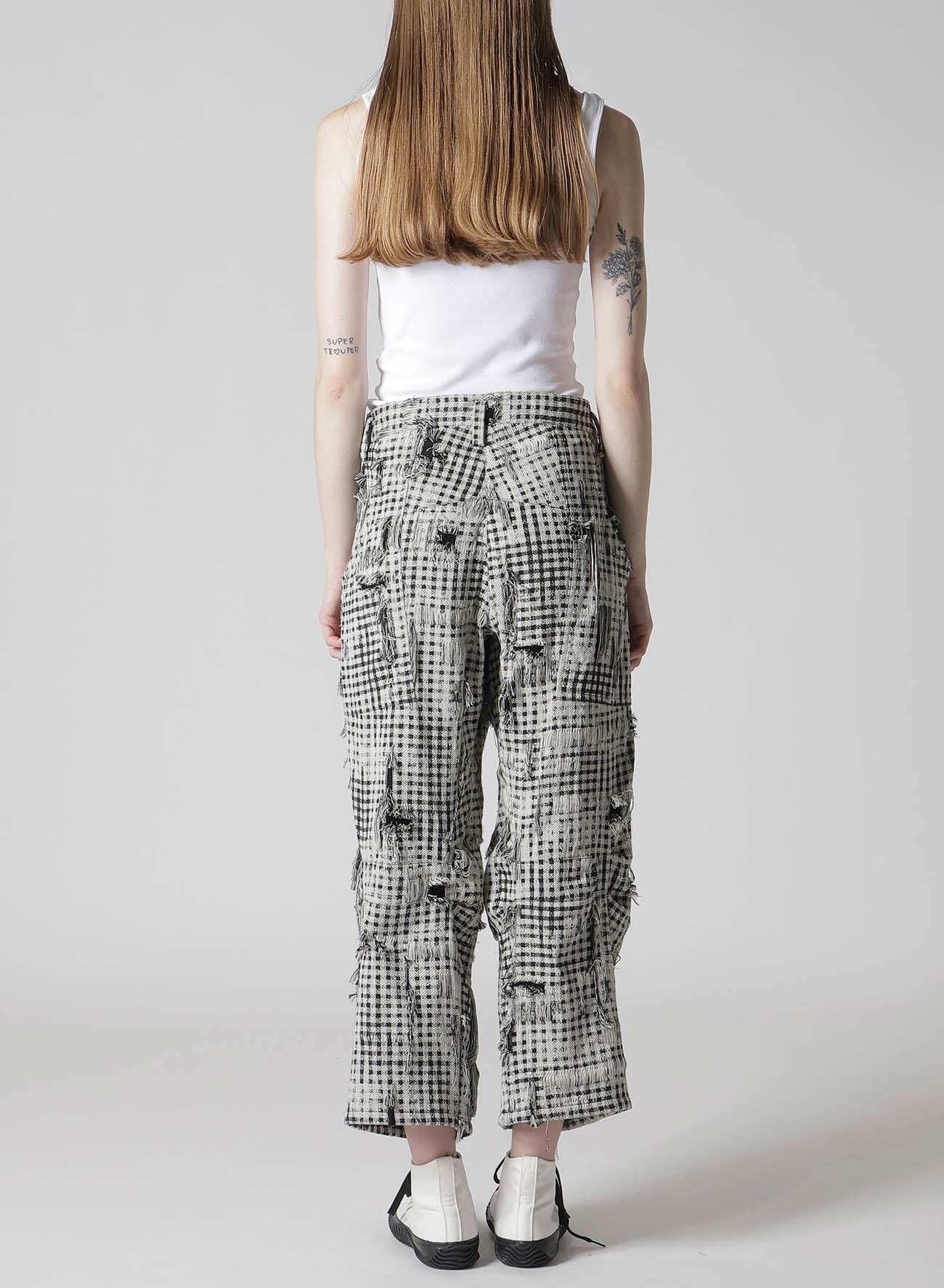 DAMAGED GINGHAM JACQUARD PANTS – THE SHOP YOHJI YAMAMOTO