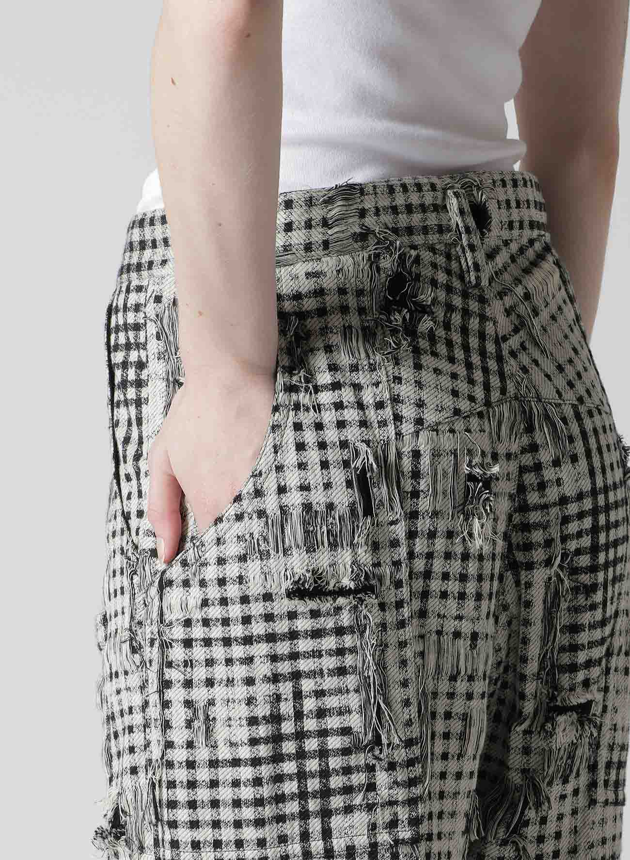 DAMAGED GINGHAM JACQUARD PANTS