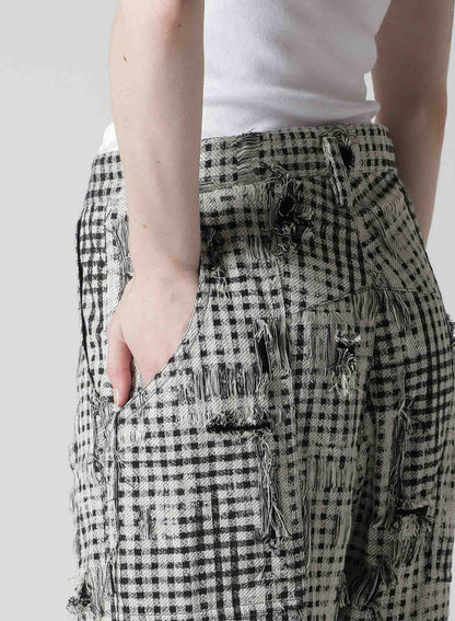 DAMAGED GINGHAM JACQUARD PANTS