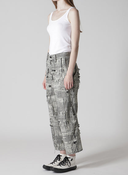 DAMAGED GINGHAM JACQUARD PANTS
