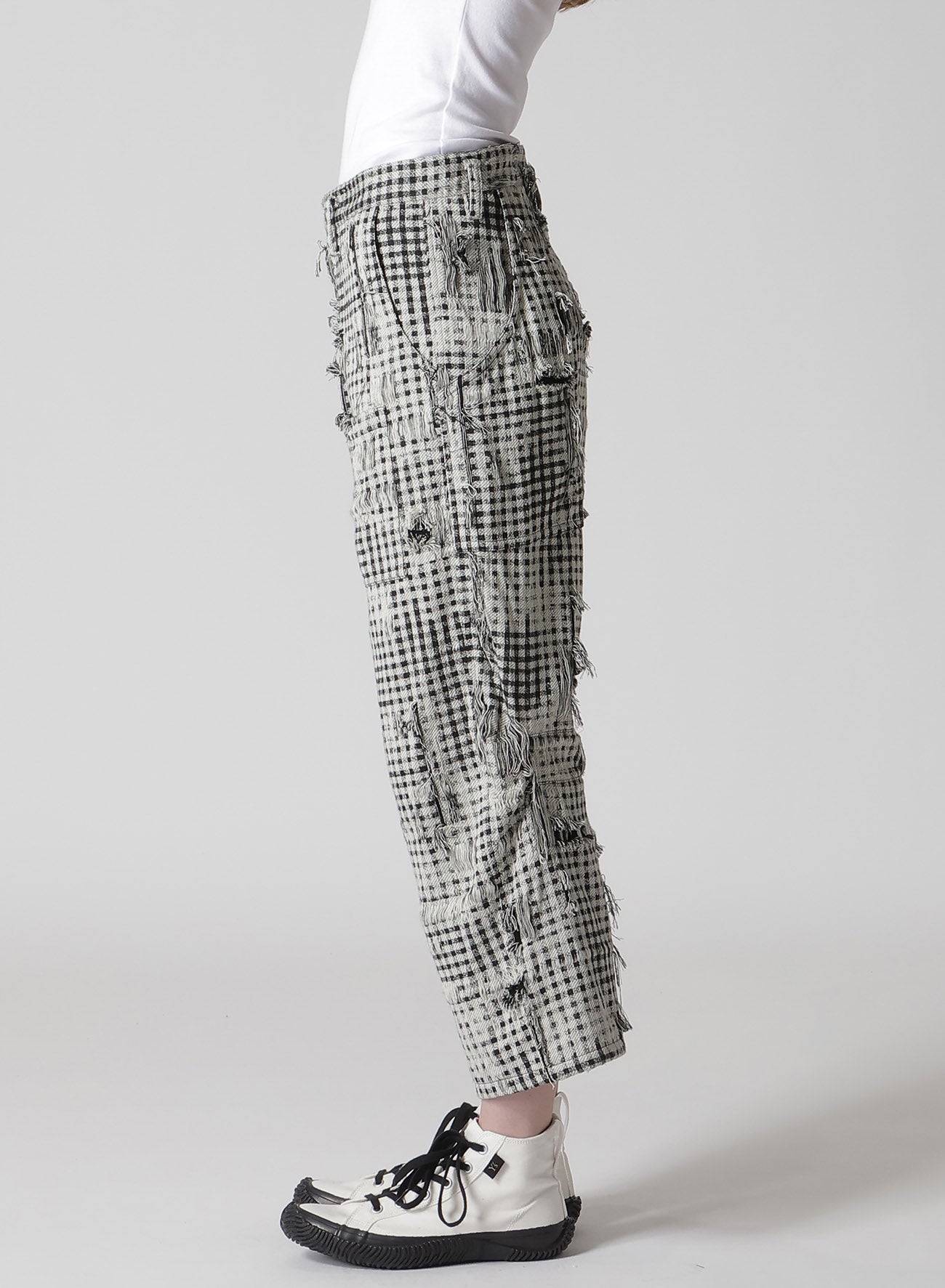 DAMAGED GINGHAM JACQUARD PANTS – THE SHOP YOHJI YAMAMOTO