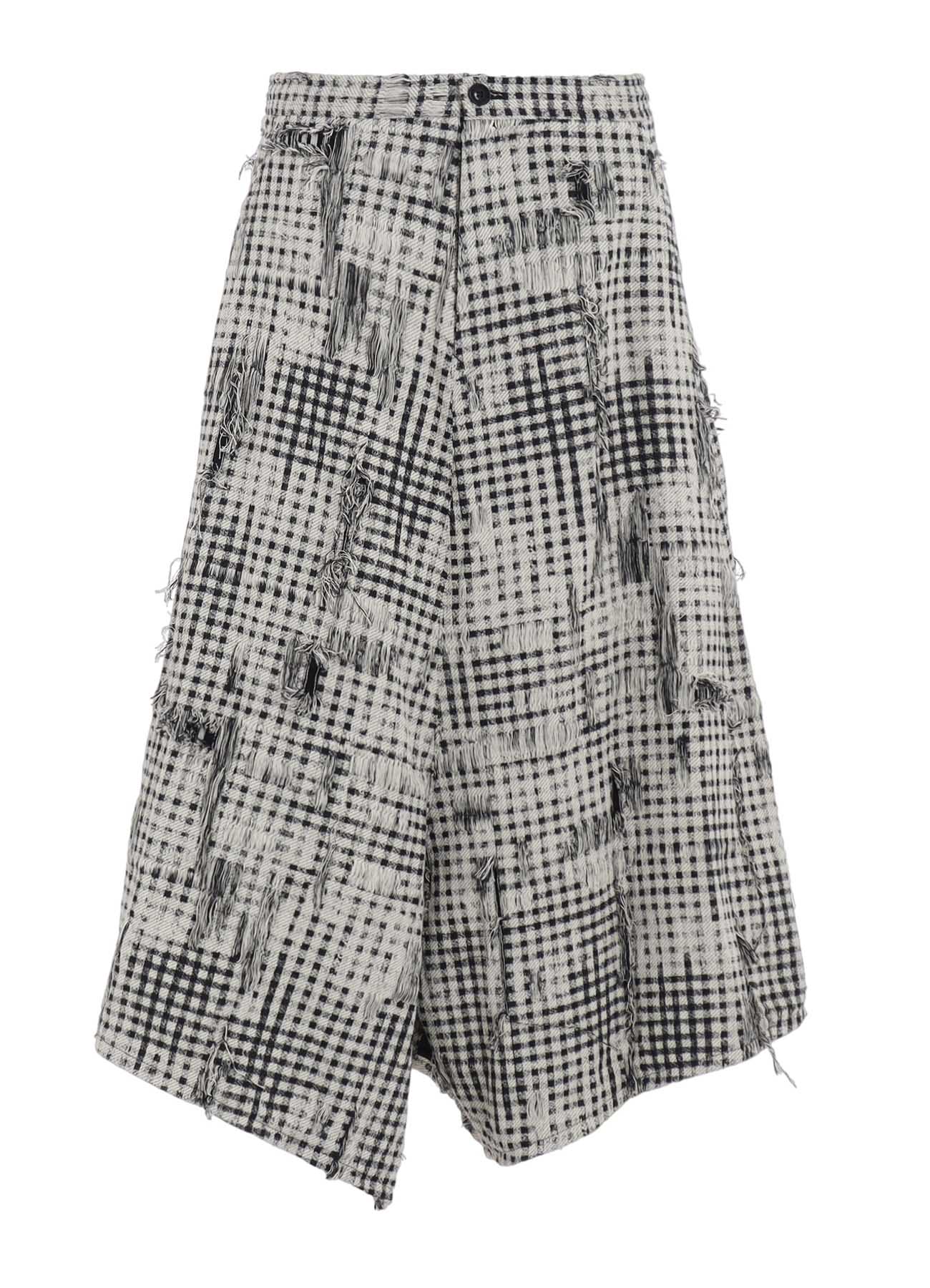 DAMAGED GINGHAM JACQUARD SKIRT-LIKE PANTS
