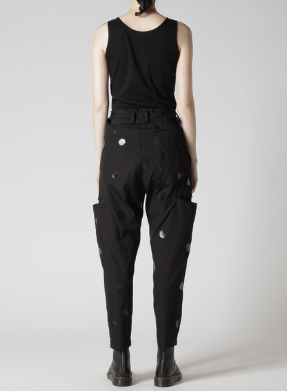 100/2 BROAD DOT PIGMENT PRINT TAPERED PANTS