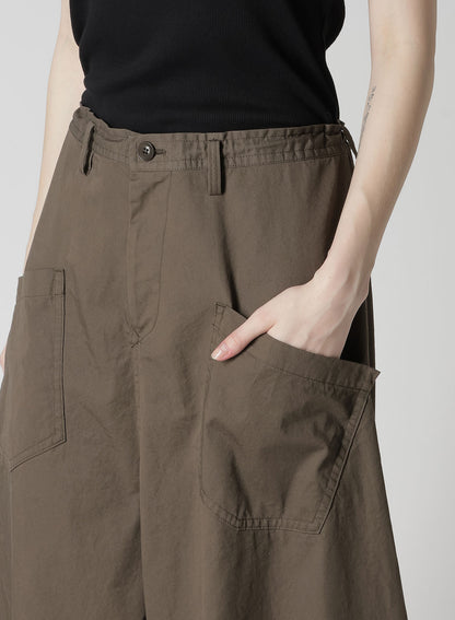 COTTON TWILL DROP FLARE PANTS