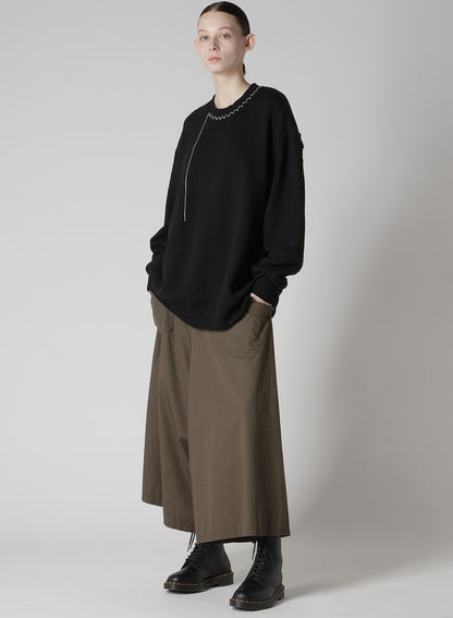 COTTON TWILL DROP FLARE PANTS