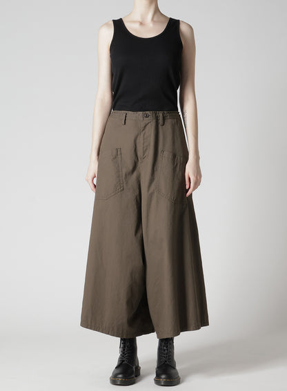 COTTON TWILL DROP FLARE PANTS