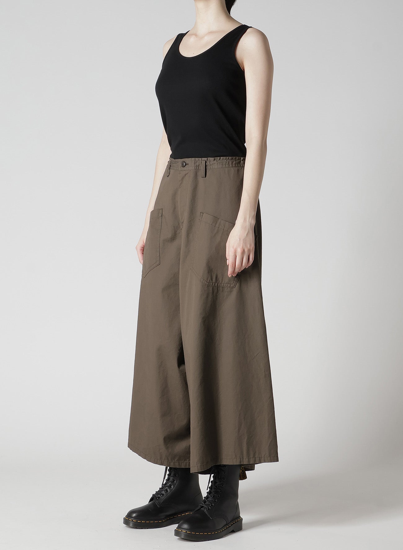 COTTON TWILL DROP FLARE PANTS