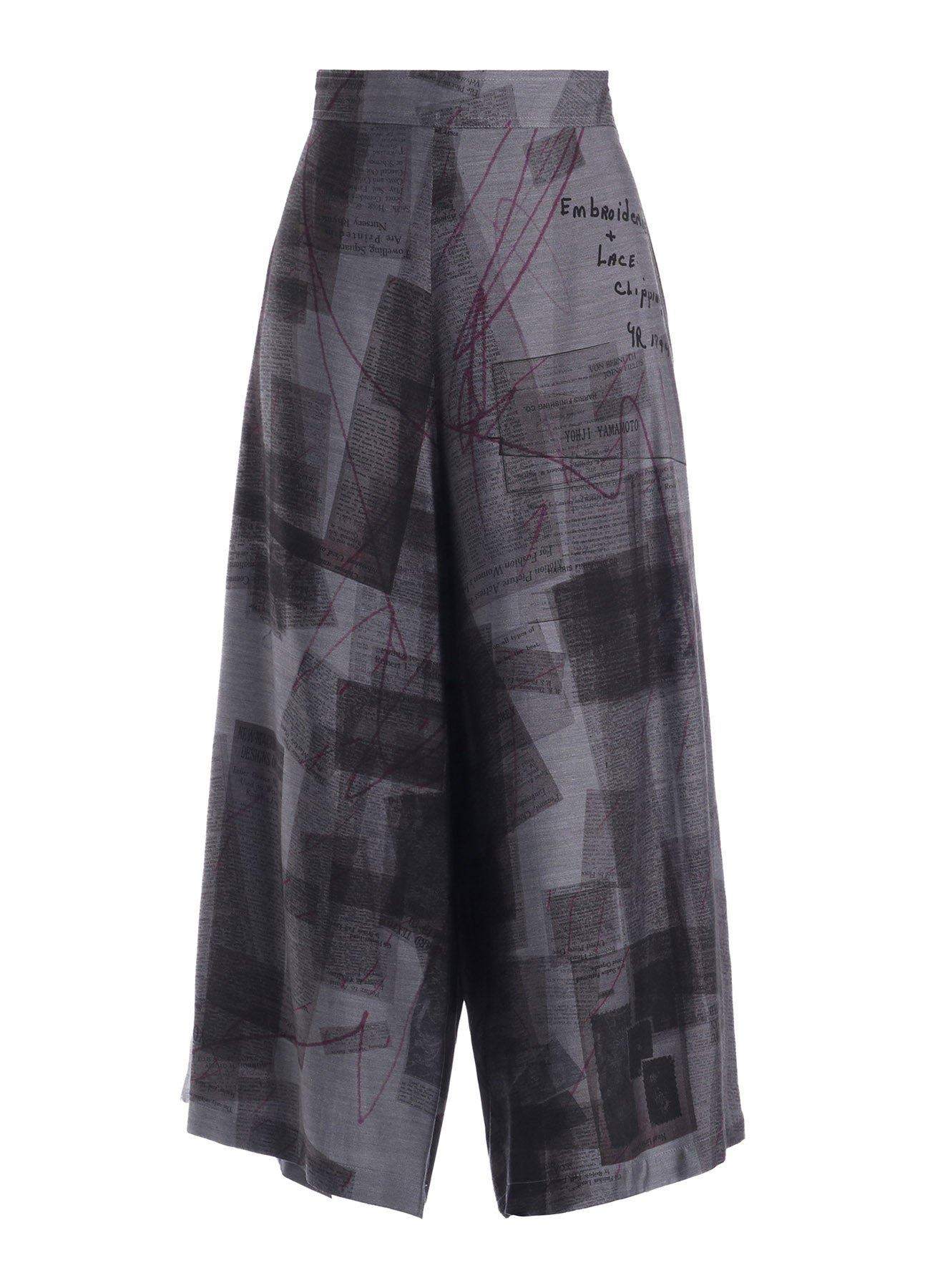 CUPRO DUNGAREE TWILL NEWSPAPER PRINT PANTS