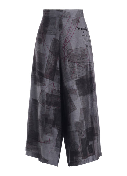 CUPRO DUNGAREE TWILL NEWSPAPER PRINT PANTS