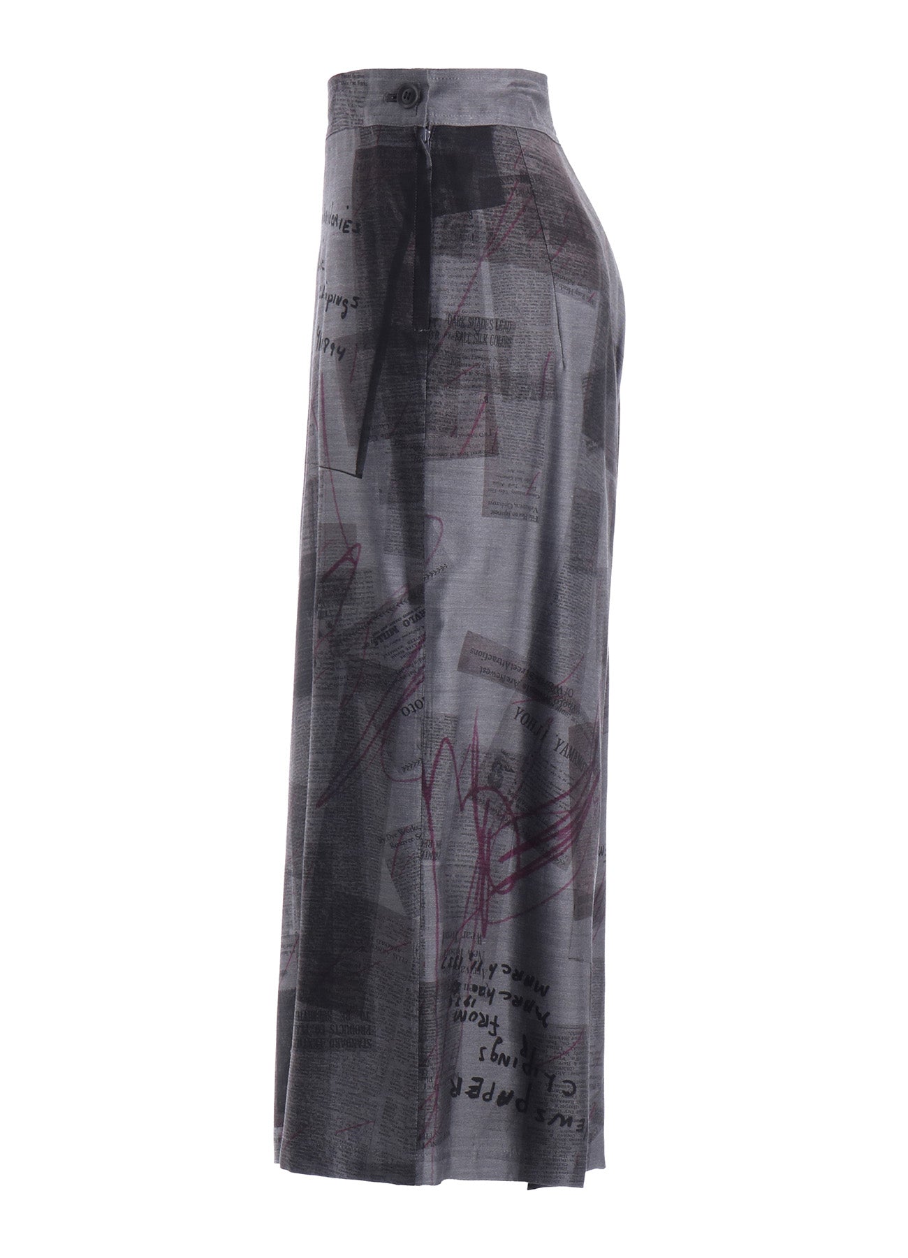 CUPRO DUNGAREE TWILL NEWSPAPER PRINT PANTS