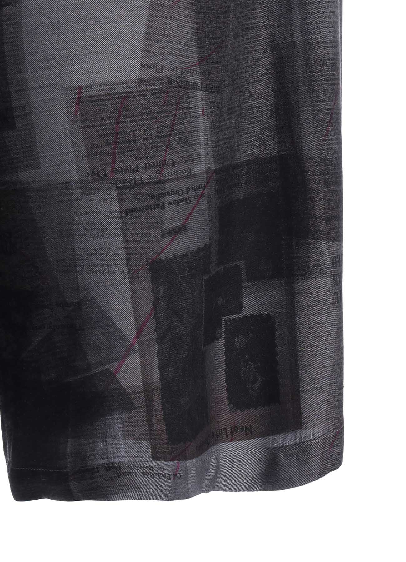 CUPRO DUNGAREE TWILL NEWSPAPER PRINT PANTS