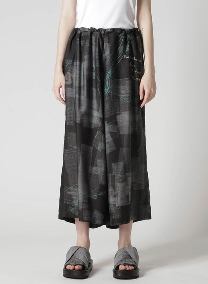 CUPRO DUNGAREE TWILL NEWSPAPER PRINT PANTS