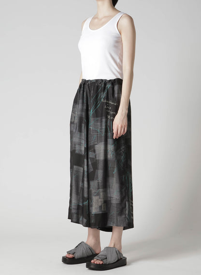 CUPRO DUNGAREE TWILL NEWSPAPER PRINT PANTS