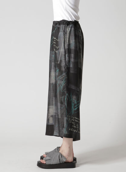 CUPRO DUNGAREE TWILL NEWSPAPER PRINT PANTS