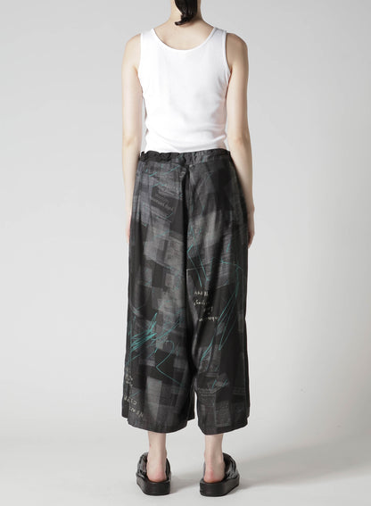 CUPRO DUNGAREE TWILL NEWSPAPER PRINT PANTS