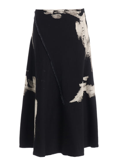 8OZ DENIM BRUSH BLEACH LONG SKIRT