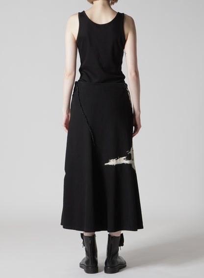 8OZ DENIM BRUSH BLEACH LONG SKIRT