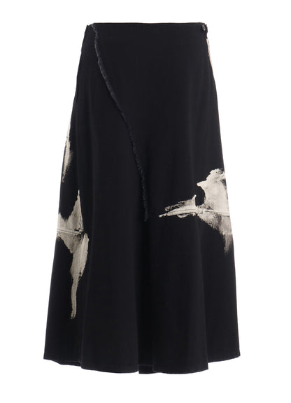 8OZ DENIM BRUSH BLEACH LONG SKIRT