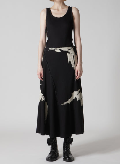 8OZ DENIM BRUSH BLEACH LONG SKIRT