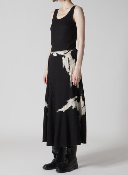 8OZ DENIM BRUSH BLEACH LONG SKIRT