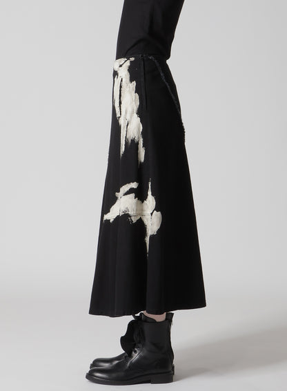 8OZ DENIM BRUSH BLEACH LONG SKIRT