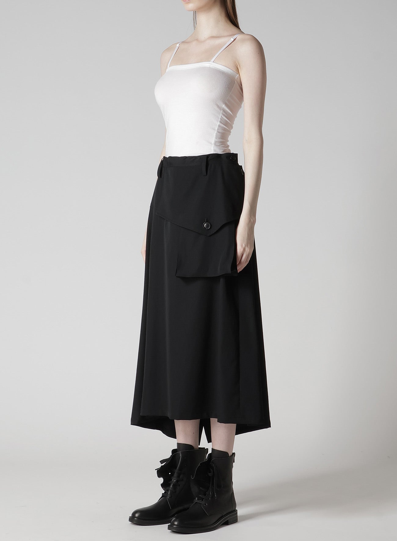 WOOL GABARDINE Y BIG FLAP SKIRT