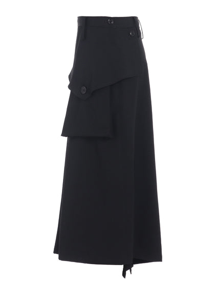 WOOL GABARDINE Y BIG FLAP SKIRT