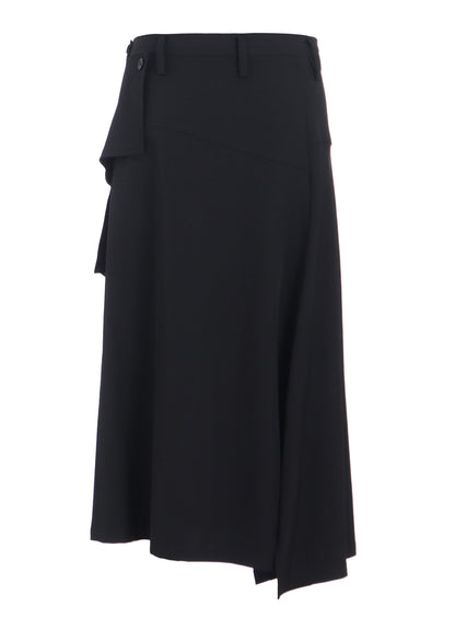 WOOL GABARDINE Y BIG FLAP SKIRT