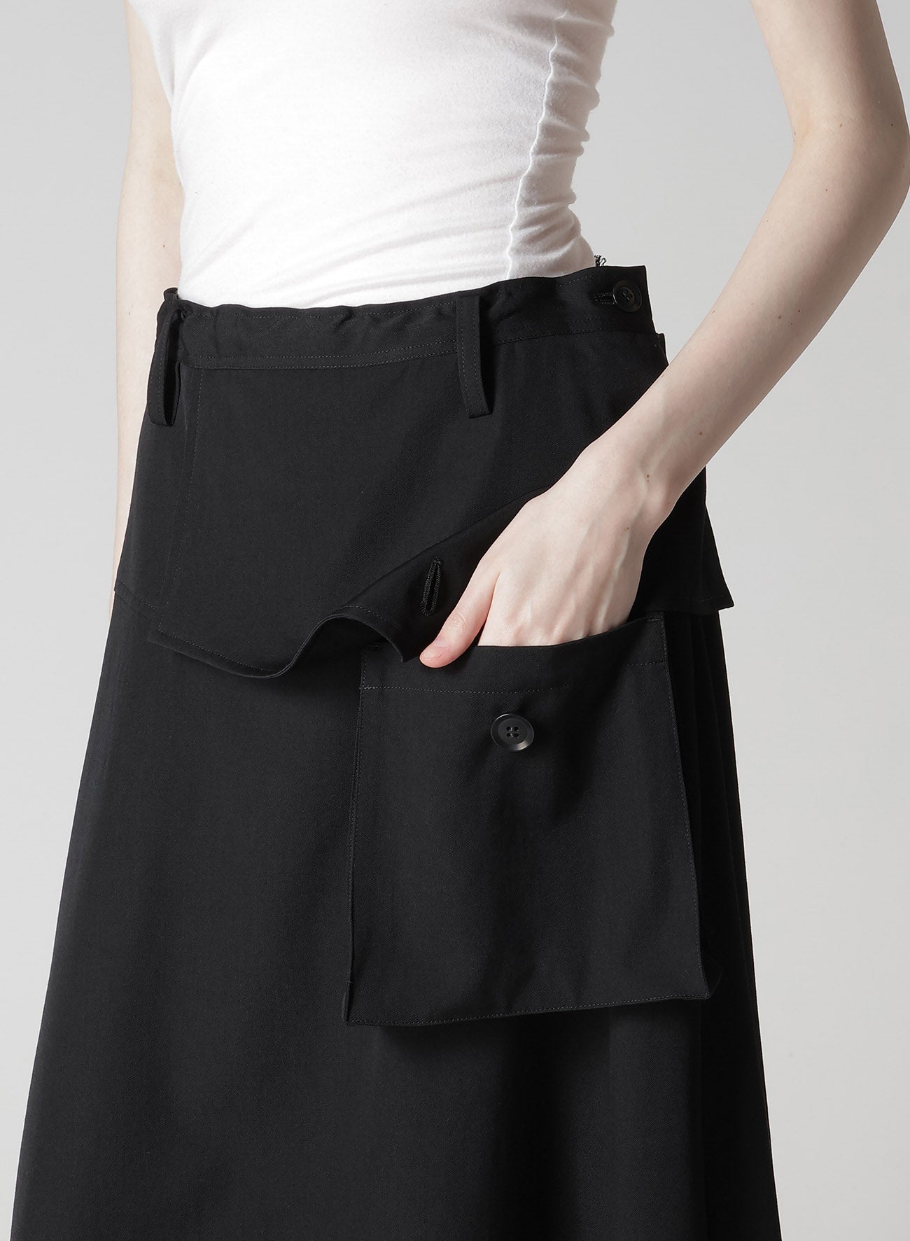 WOOL GABARDINE Y BIG FLAP SKIRT