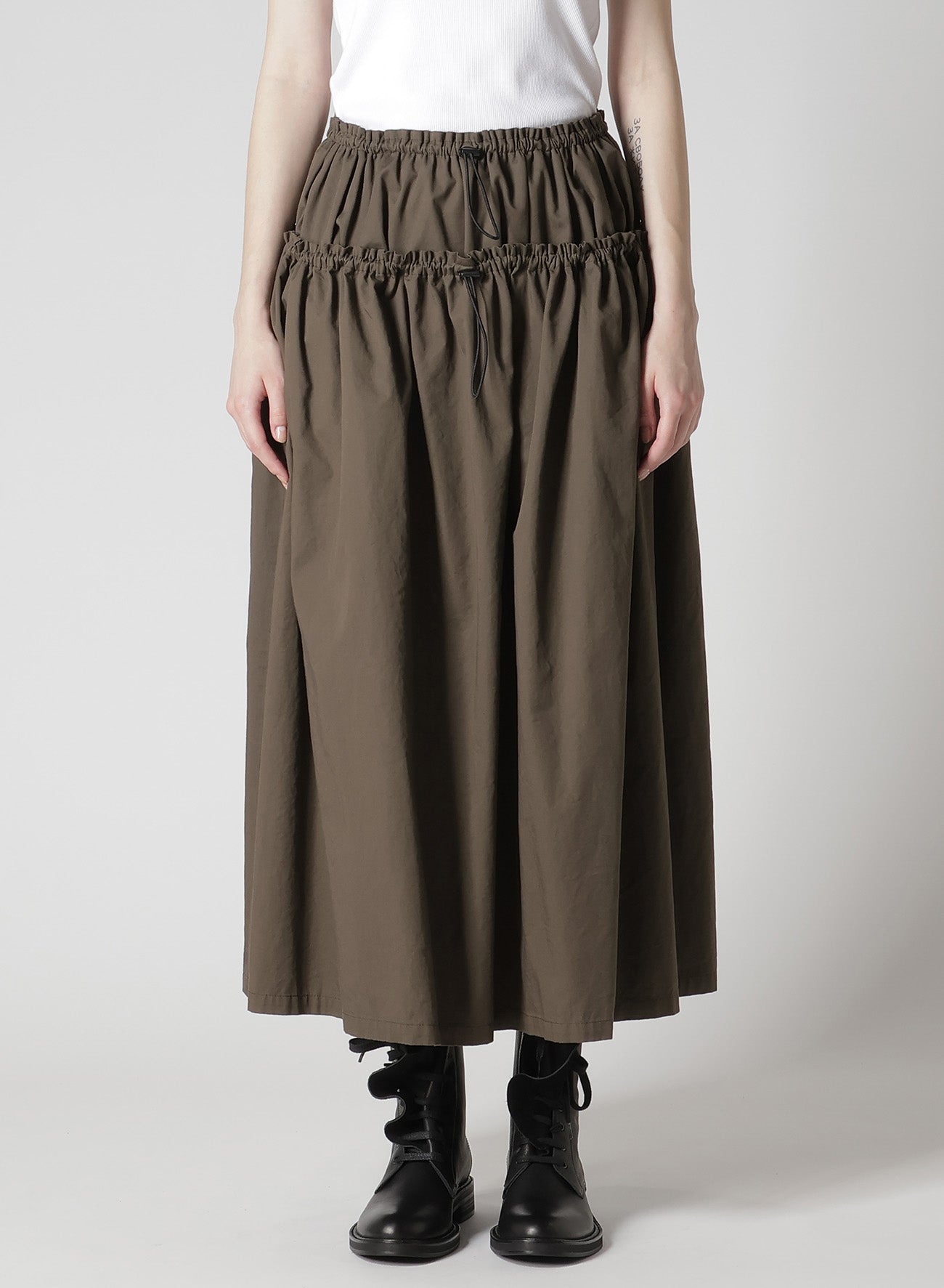 COTTON TWILL DOUBLE GATHERED SKIRT
