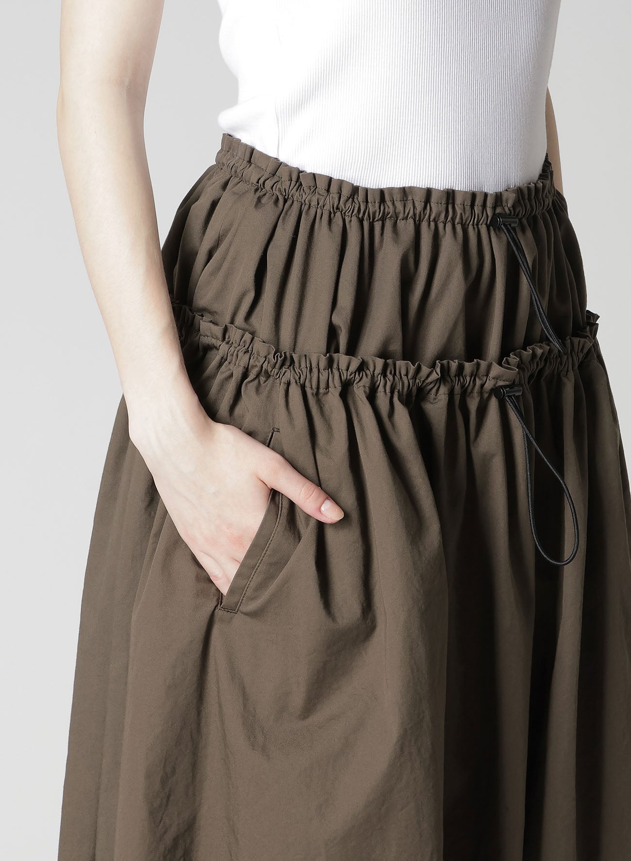 COTTON TWILL DOUBLE GATHERED SKIRT