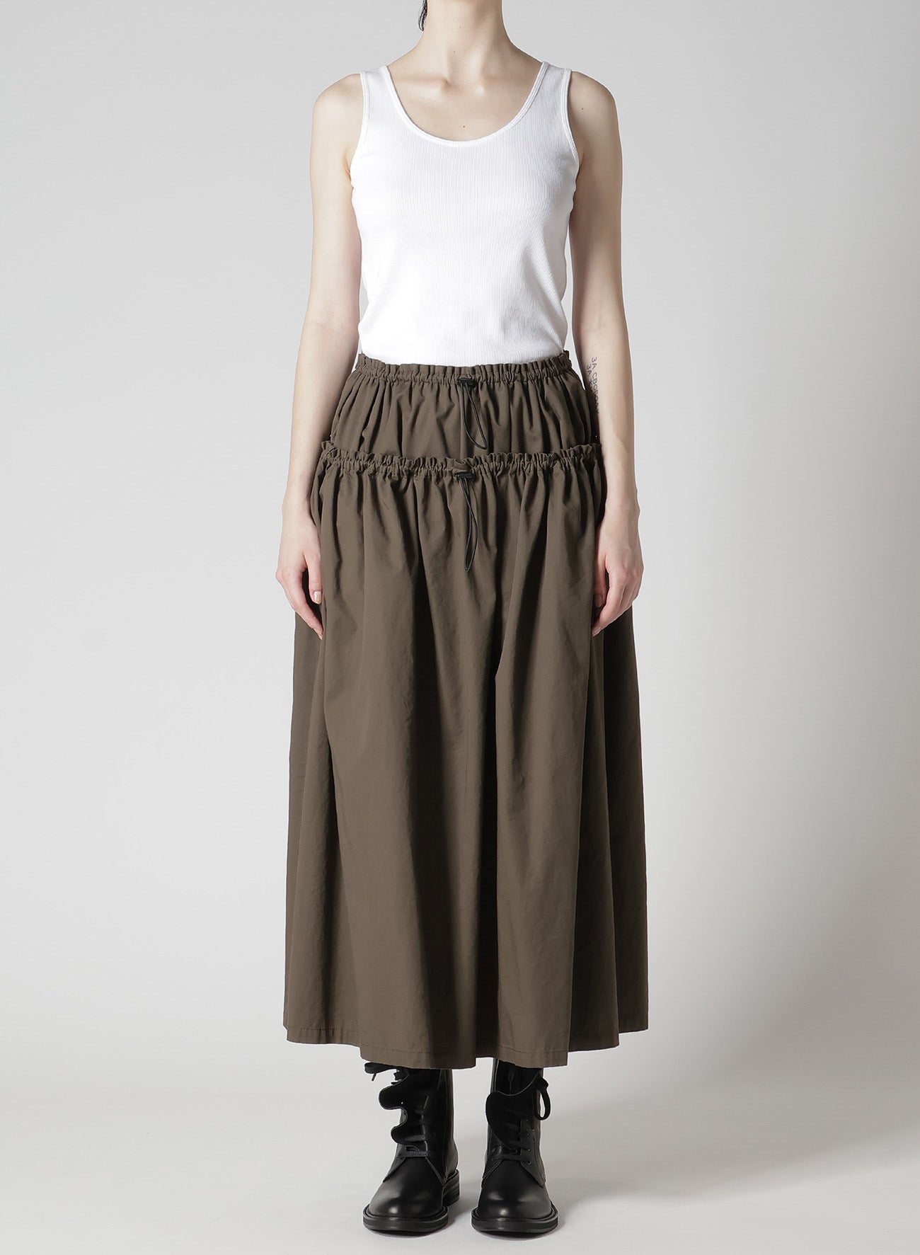 COTTON TWILL DOUBLE GATHERED SKIRT – THE SHOP YOHJI YAMAMOTO