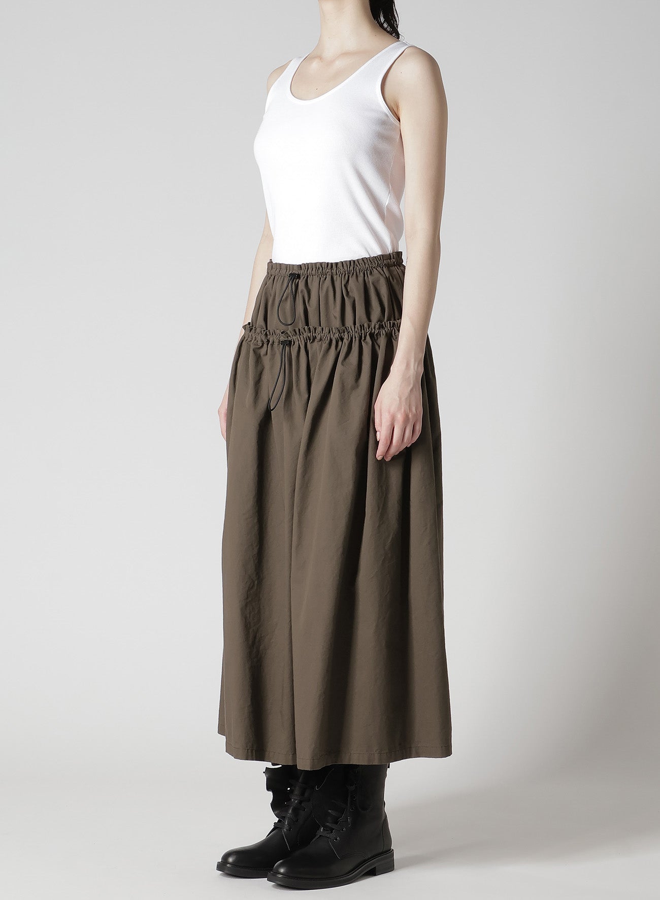 COTTON TWILL DOUBLE GATHERED SKIRT
