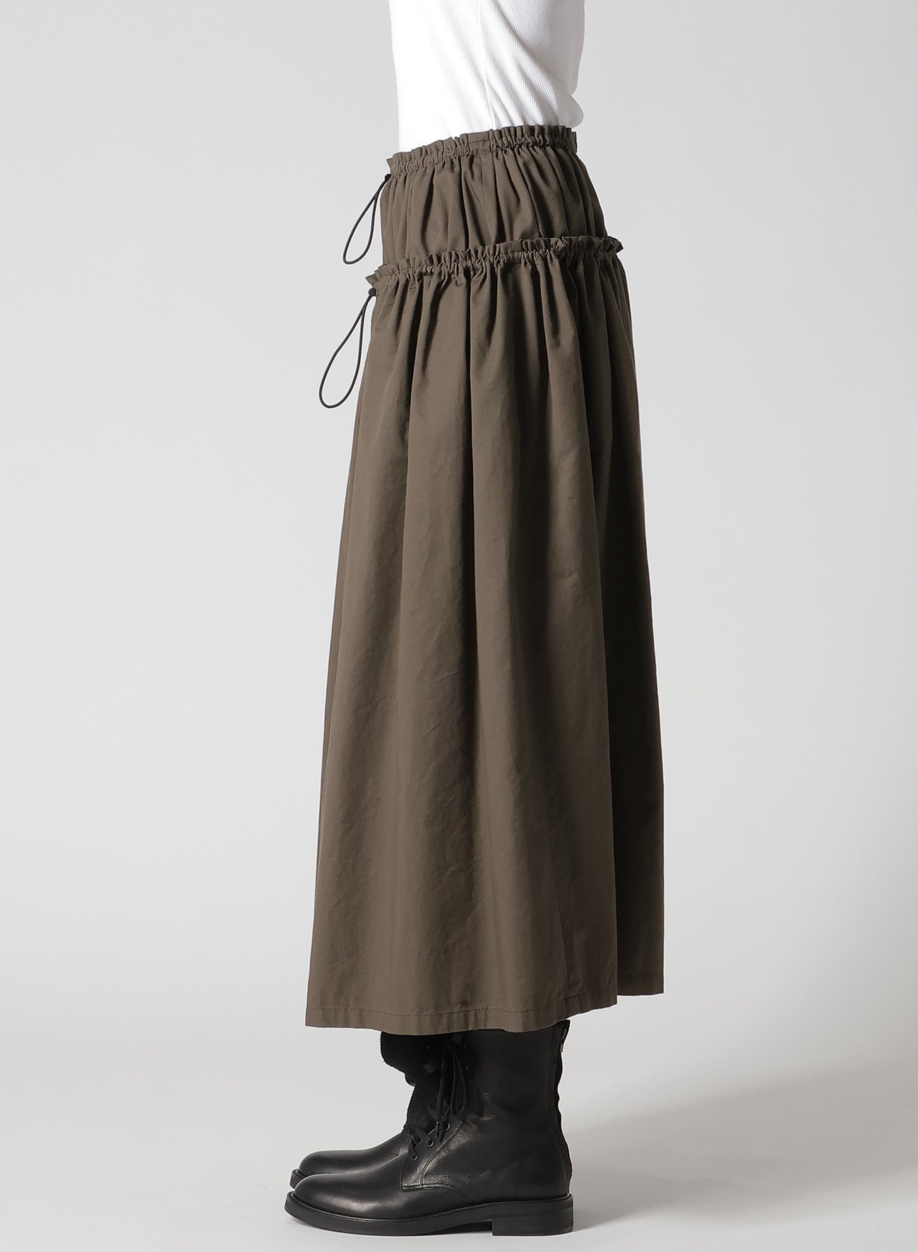 COTTON TWILL DOUBLE GATHERED SKIRT