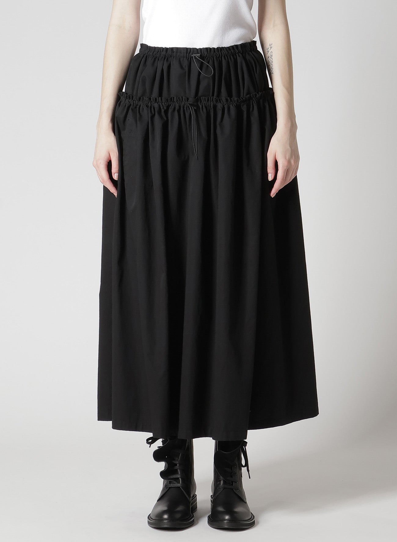 COTTON TWILL DOUBLE GATHERED SKIRT