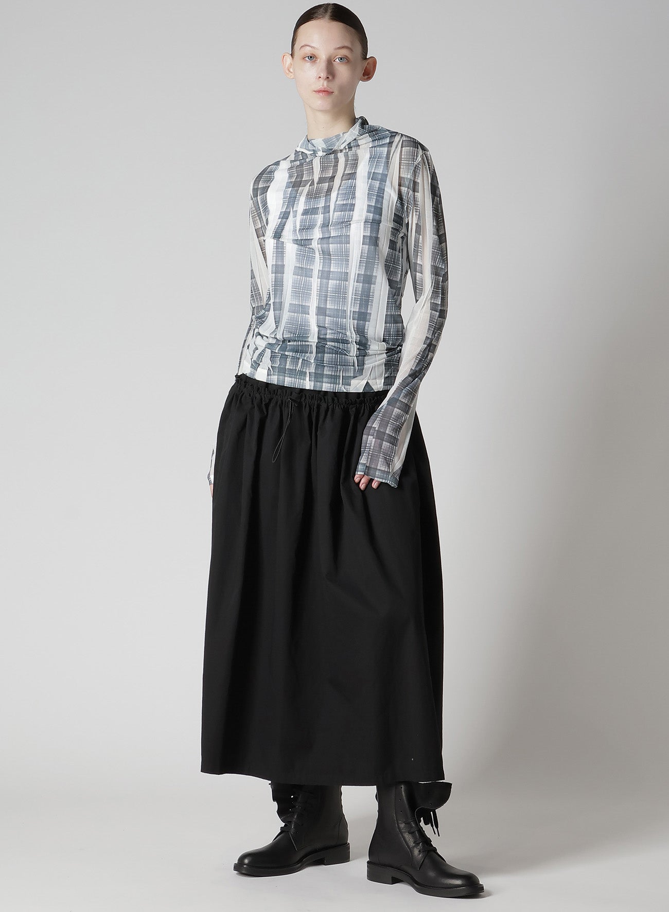 COTTON TWILL DOUBLE GATHERED SKIRT