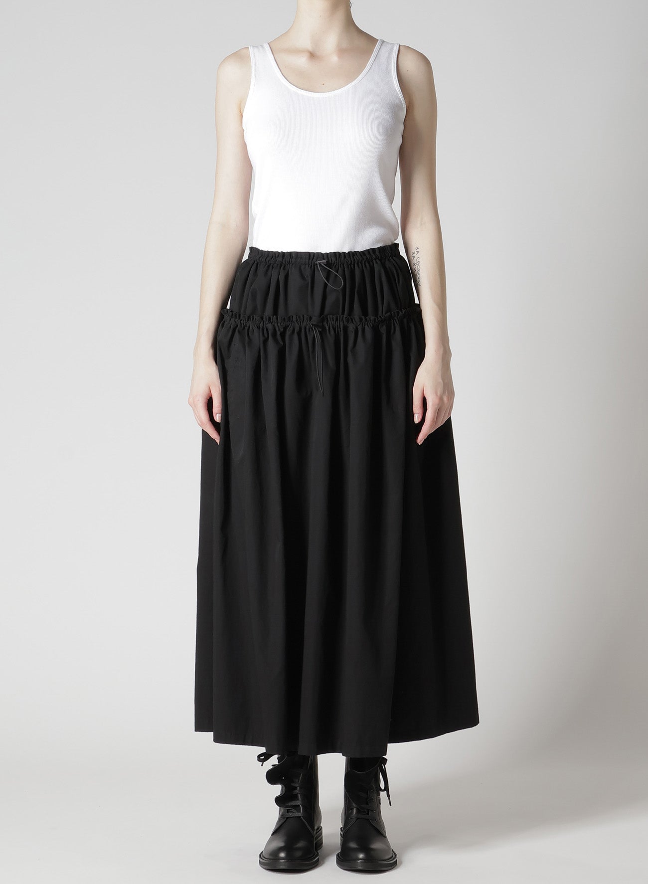 COTTON TWILL DOUBLE GATHERED SKIRT