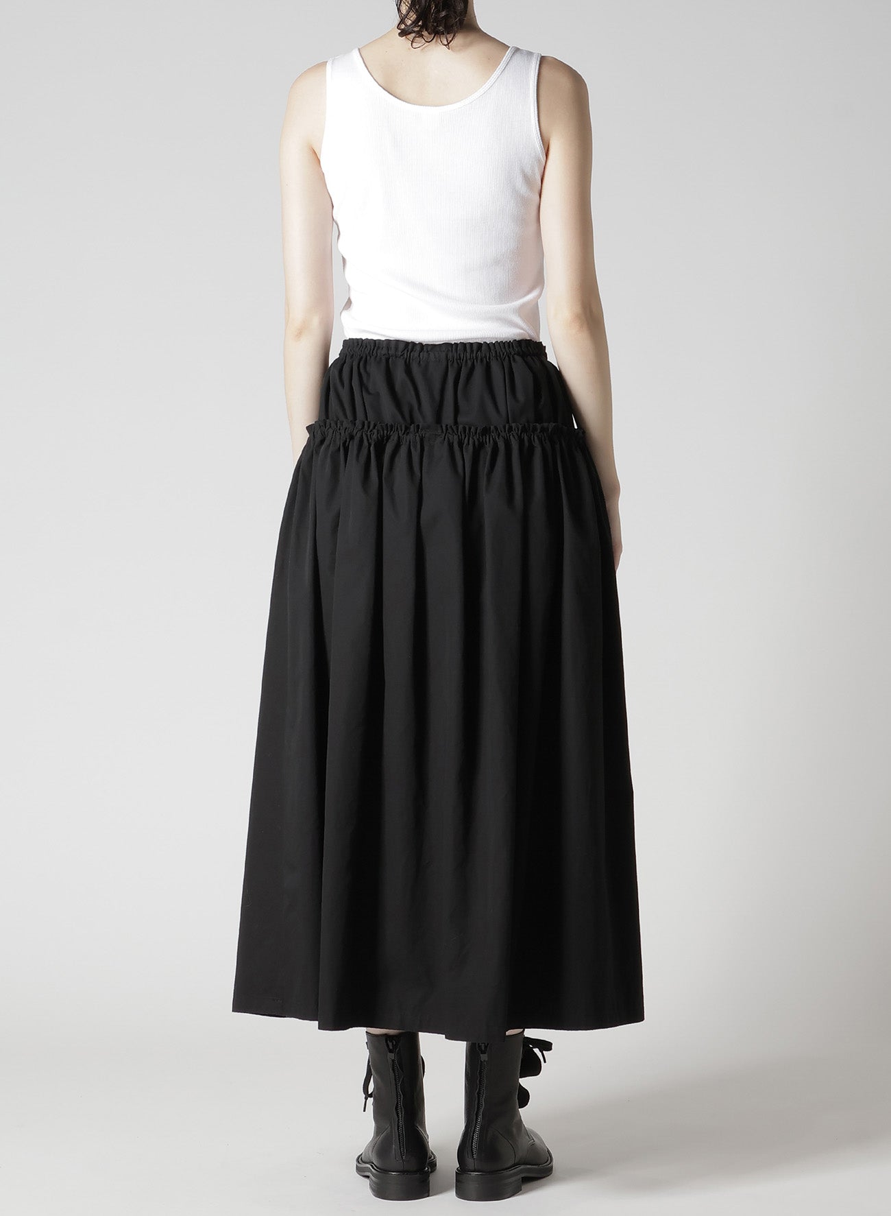 COTTON TWILL DOUBLE GATHERED SKIRT