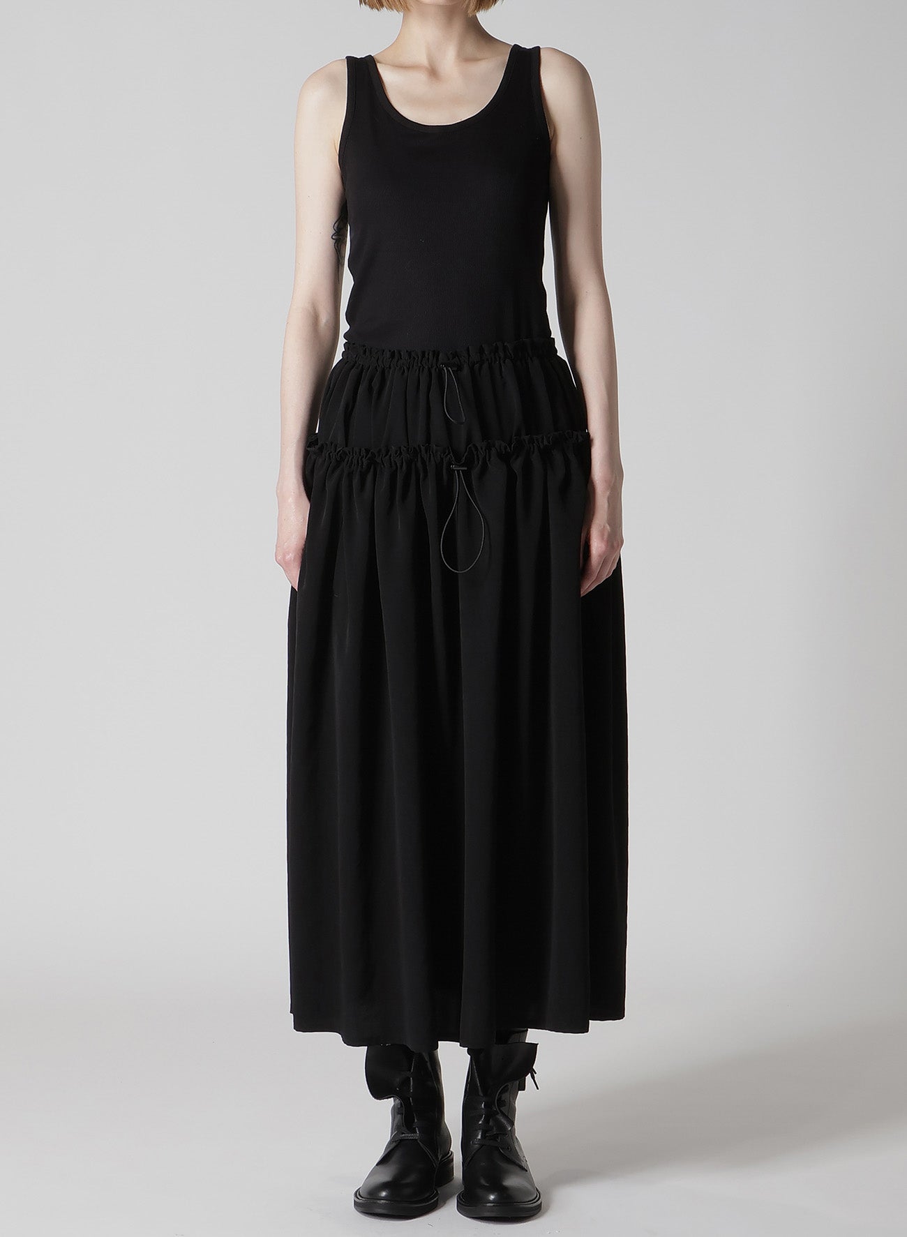 TA/PE CREPE DE CHINE DOUBLE GATHERED SKIRT