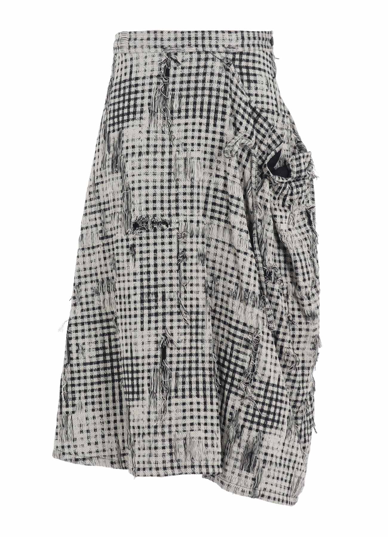 DAMAGED GINGHAM JACQUARD SKIRT