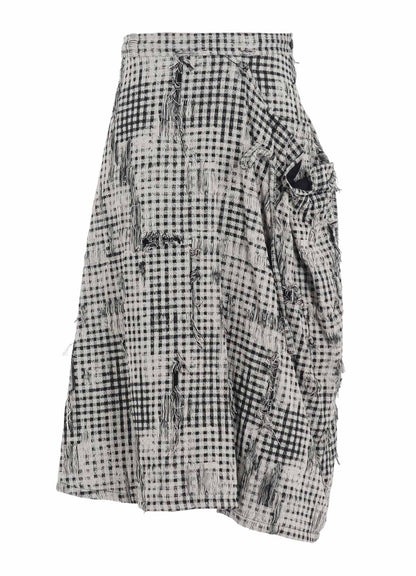 DAMAGED GINGHAM JACQUARD SKIRT