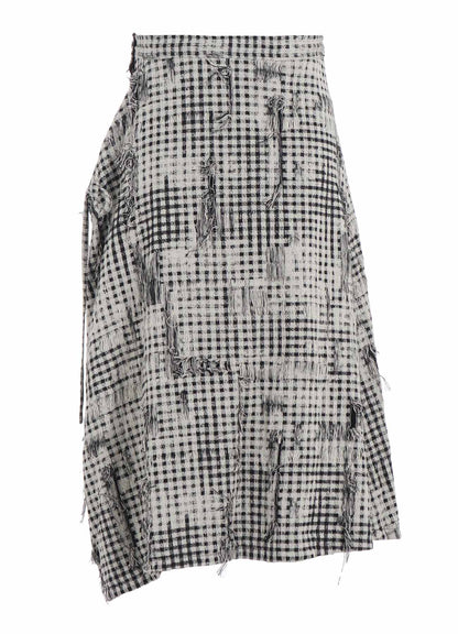 DAMAGED GINGHAM JACQUARD SKIRT
