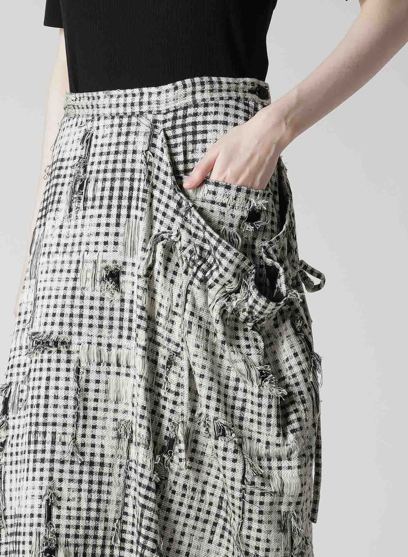 DAMAGED GINGHAM JACQUARD SKIRT – THE SHOP YOHJI YAMAMOTO