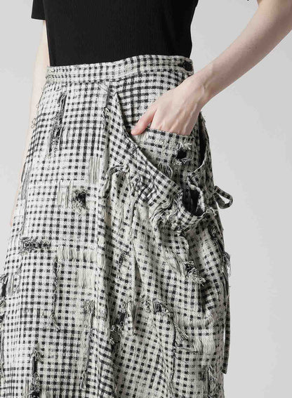 DAMAGED GINGHAM JACQUARD SKIRT