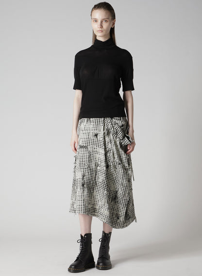 DAMAGED GINGHAM JACQUARD SKIRT