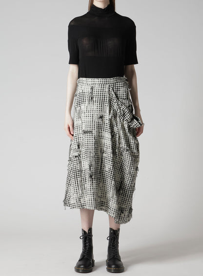 DAMAGED GINGHAM JACQUARD SKIRT