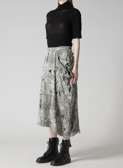 DAMAGED GINGHAM JACQUARD SKIRT