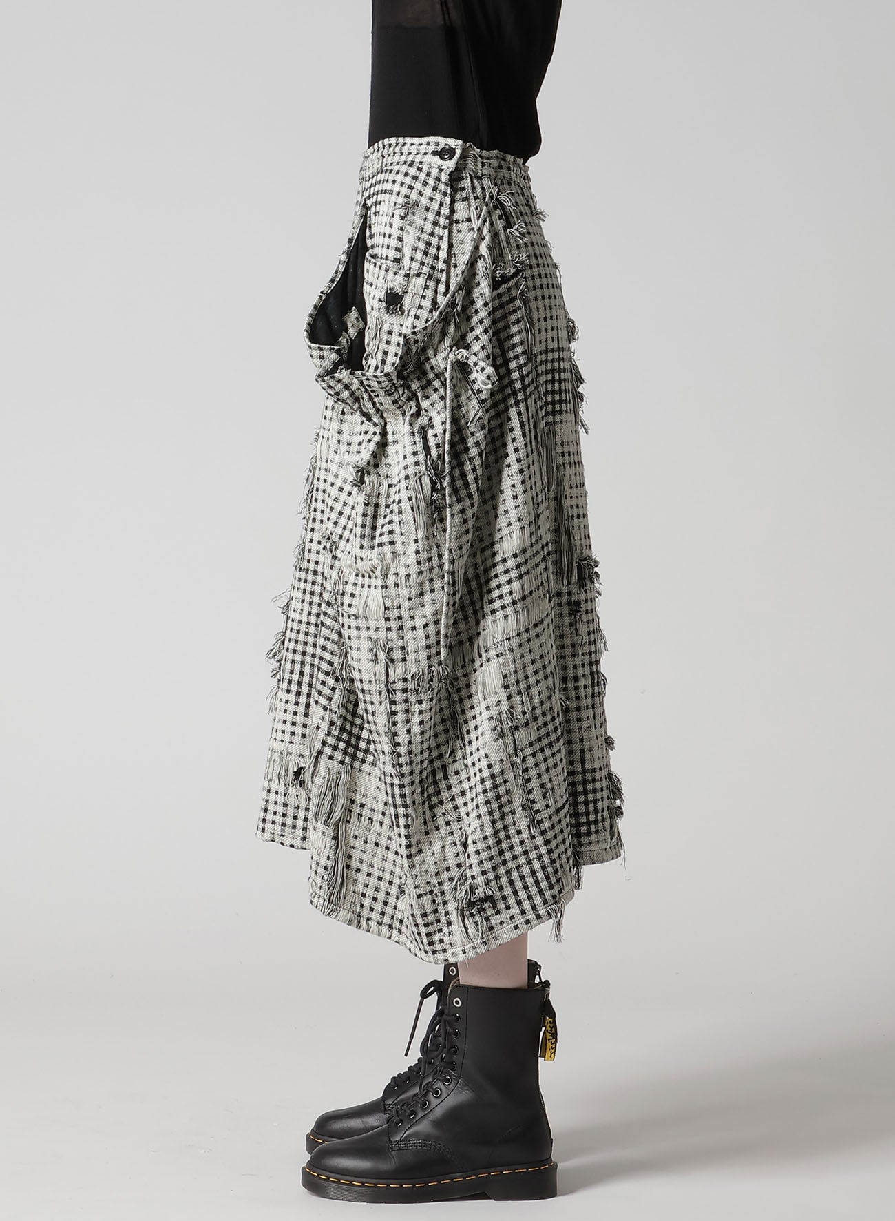 DAMAGED GINGHAM JACQUARD SKIRT – THE SHOP YOHJI YAMAMOTO