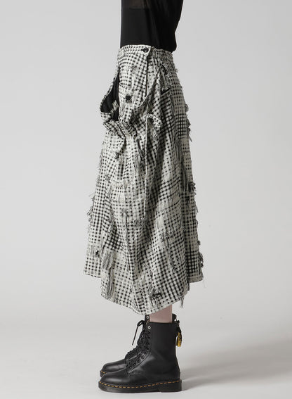 DAMAGED GINGHAM JACQUARD SKIRT